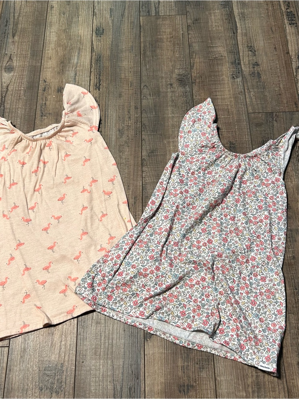 Gerber Kids Nightgowns Set Of 2 Size 3T Floral Flamingo Pink